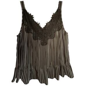 Chico's Convertible Striped Tank Black Lace Pleated Peplum Women’s Sz 0 (4-6 US)